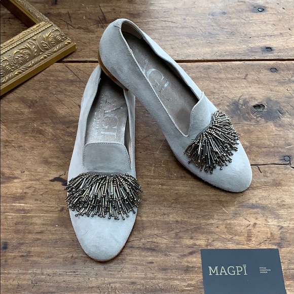Attilio Giusti Leombruni Shoes - AGL Beaded Tassel Toe Pearl Suede Loafers